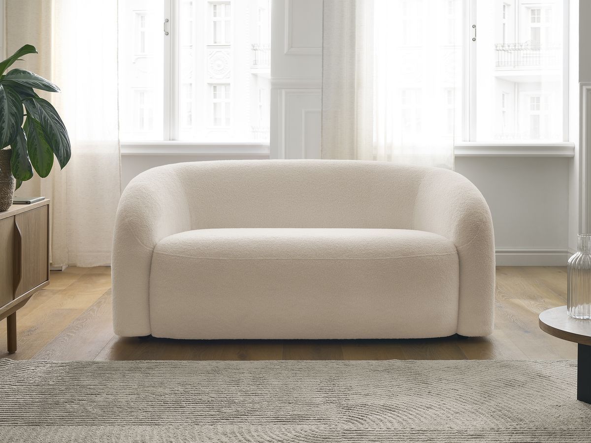 Canapé droit 2 places ELINA bouclette beige — vue 5