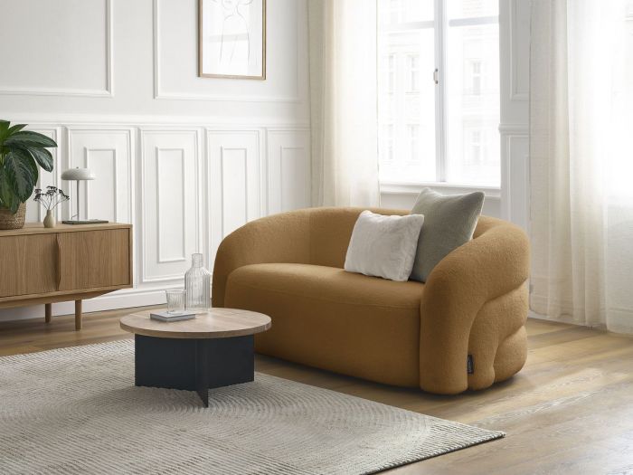 Canapé droit fixe 2 places ELINA tissu bouclette