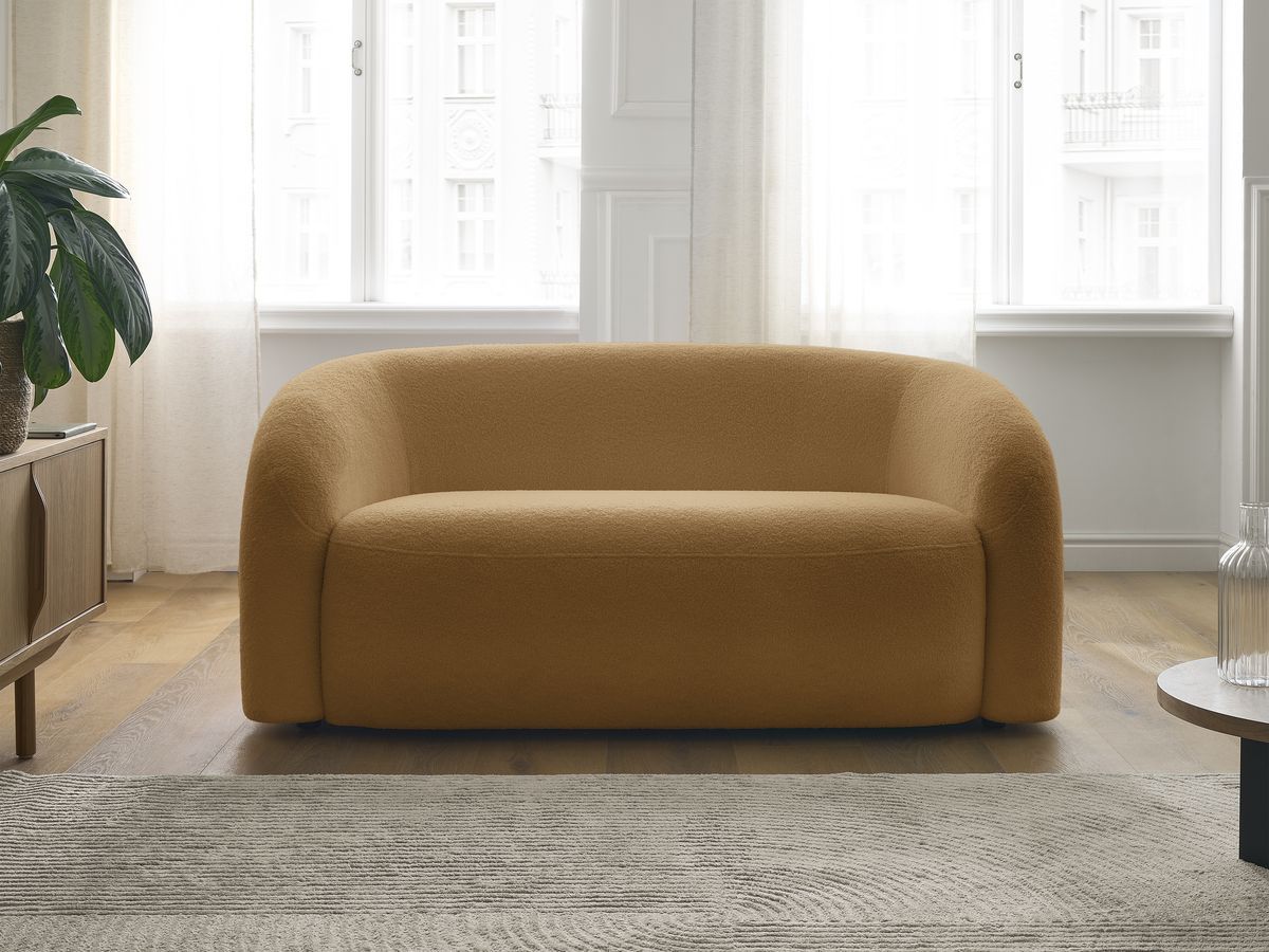 Canapé droit 2 places ELINA bouclette jaune — vue 5