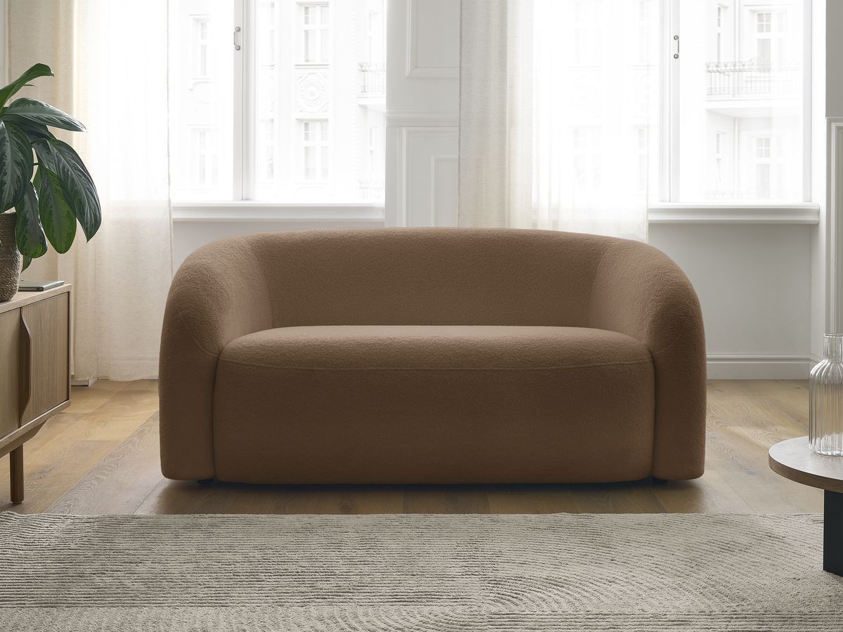 Canapé droit 2 places ELINA bouclette marron — vue 5