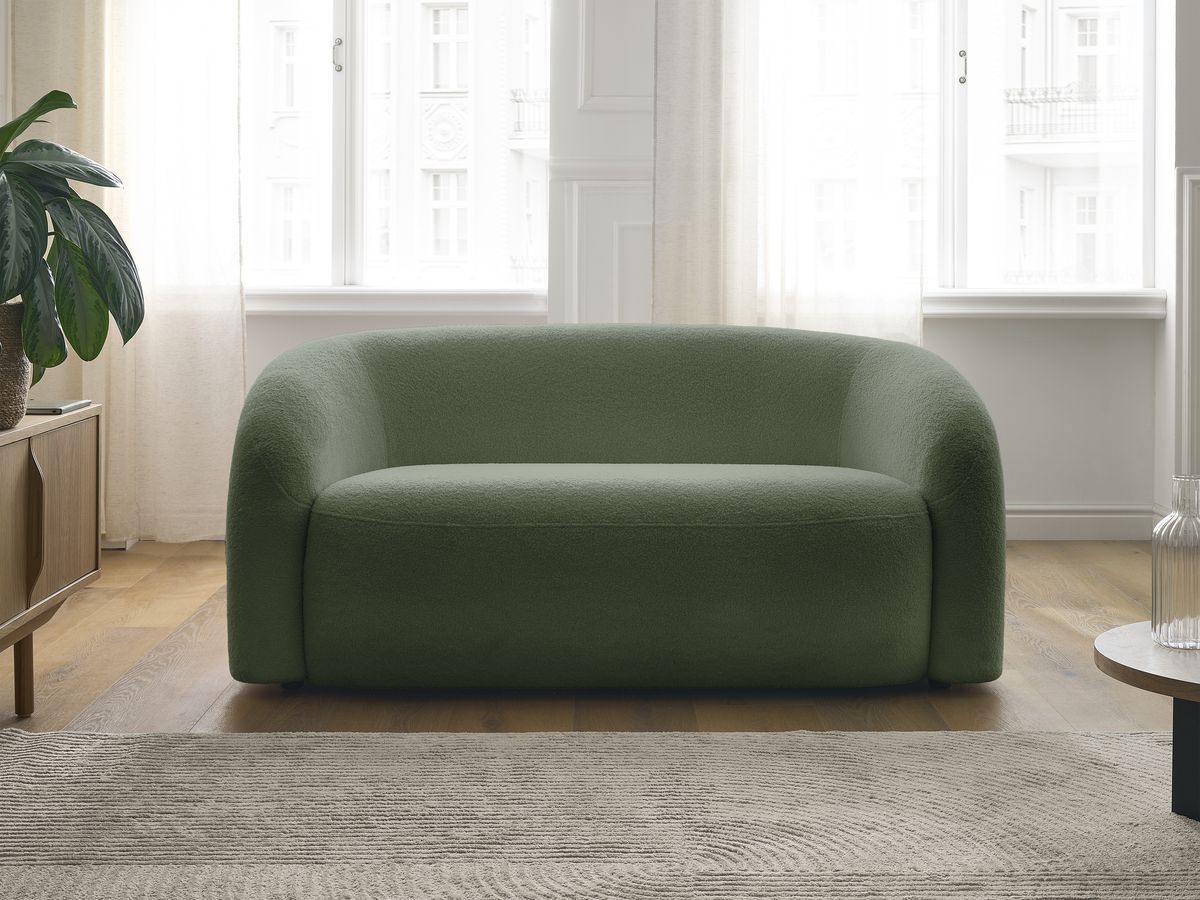 Canapé droit 2 places ELINA bouclette vert — vue 5