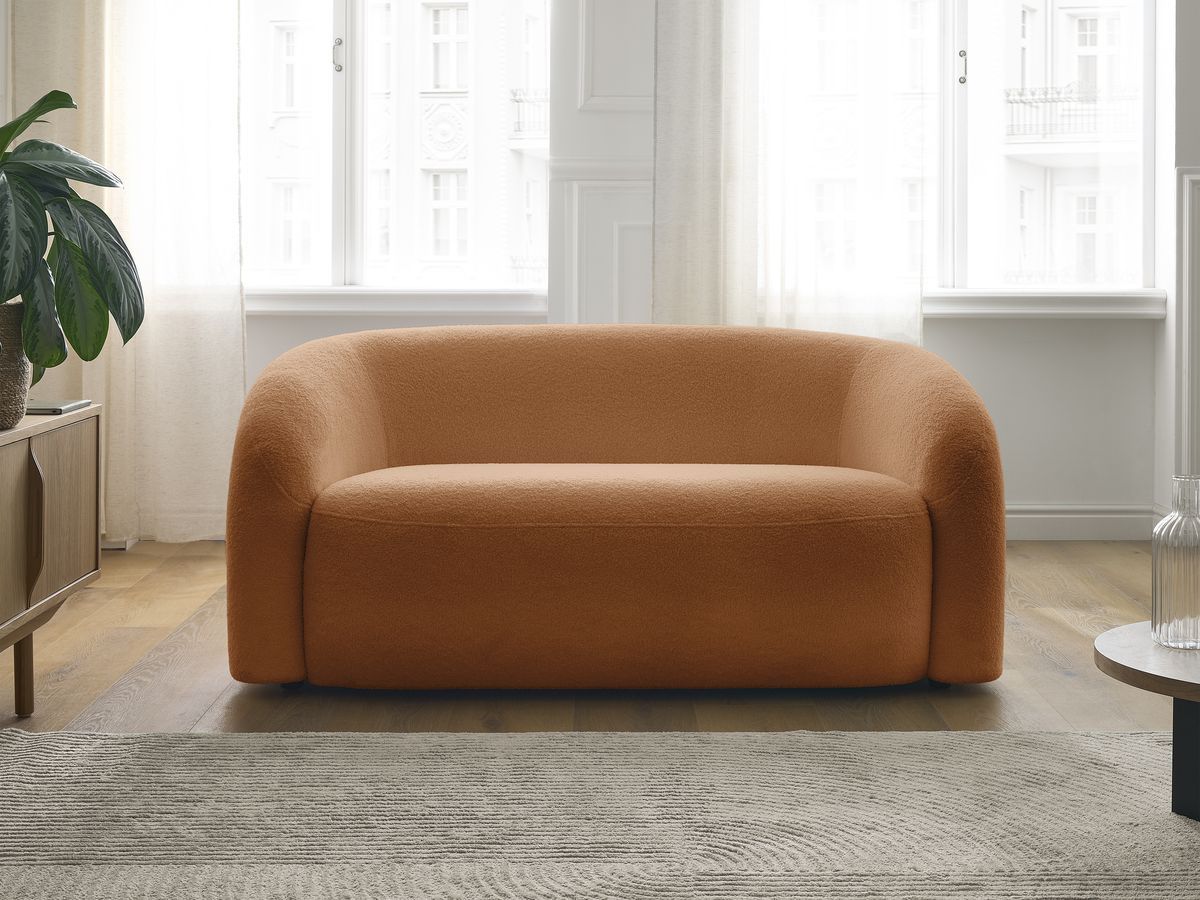 Canapé droit 2 places ELINA bouclette orange — vue 5
