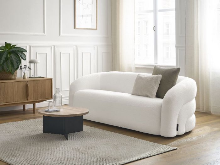 Canapé droit fixe 2 places ELINA tissu bouclette