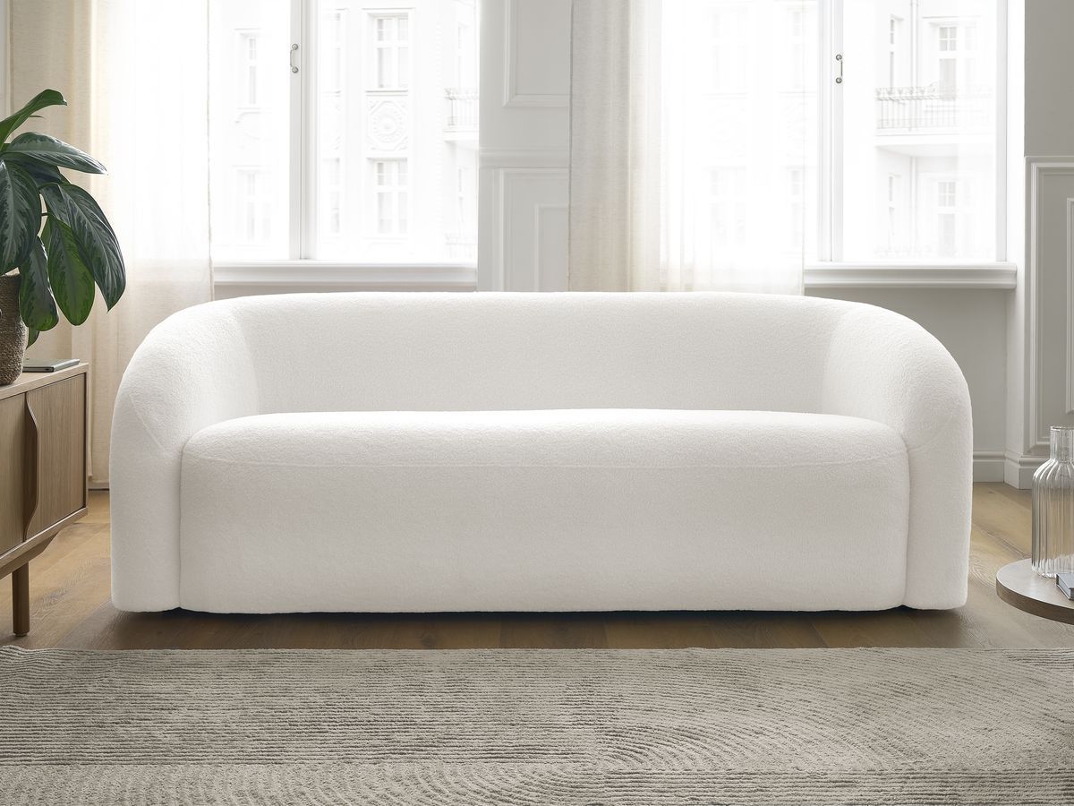 Canapé droit 3 places ELINA bouclette blanc — vue 5