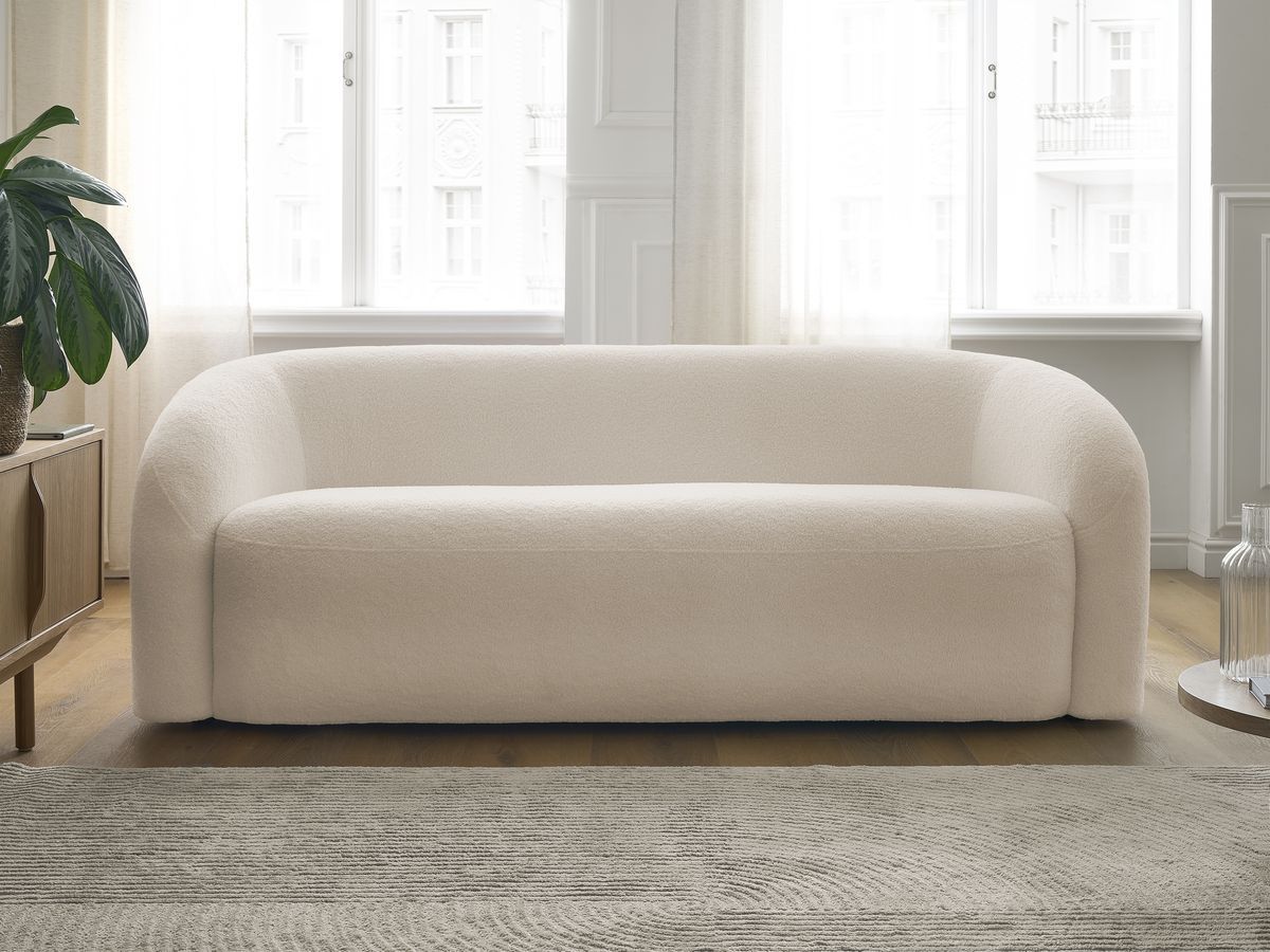 Canapé droit 3 places ELINA bouclette beige — vue 5