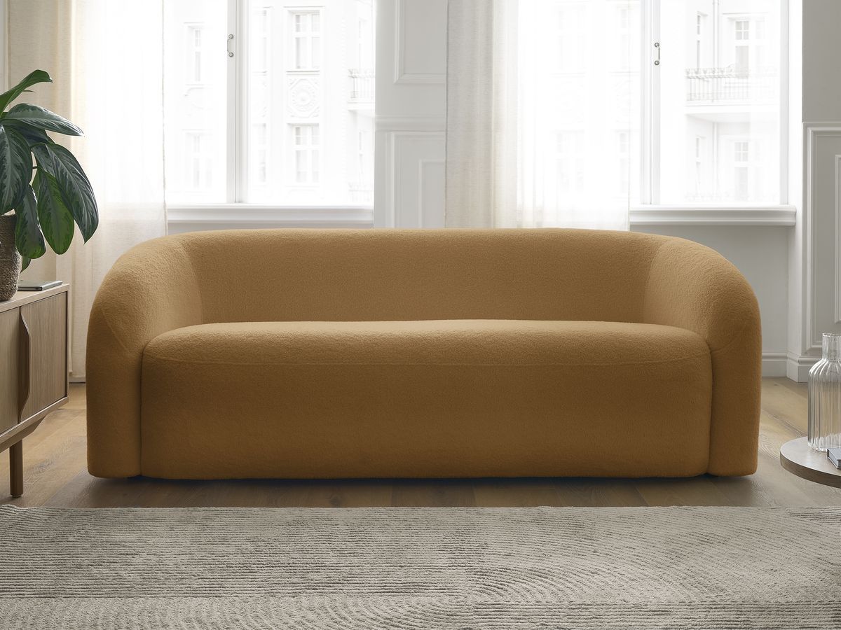 Canapé droit 3 places ELINA bouclette jaune — vue 5