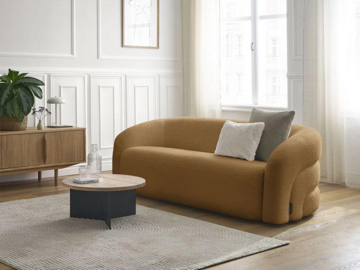 Canapé droit fixe 3 places ELINA tissu bouclette