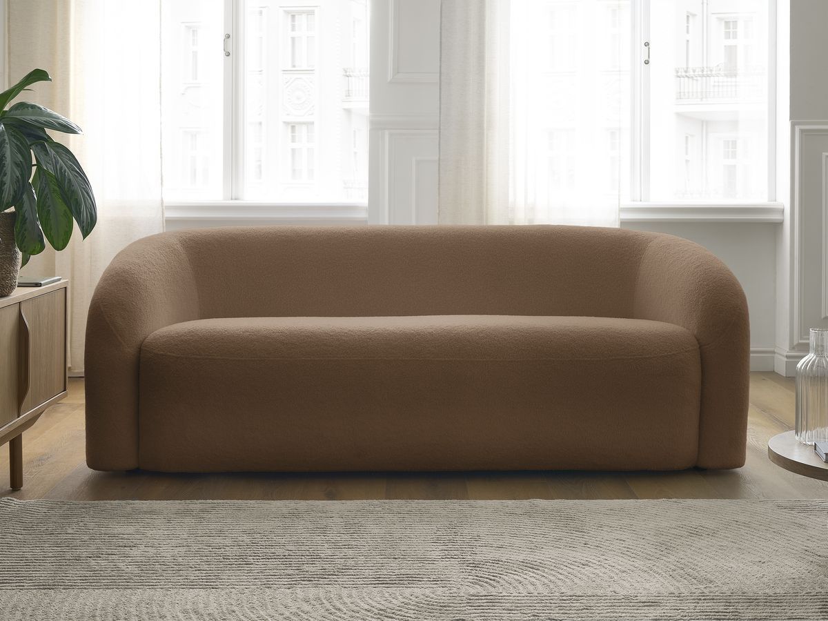 Canapé droit 3 places ELINA bouclette marron — vue 5