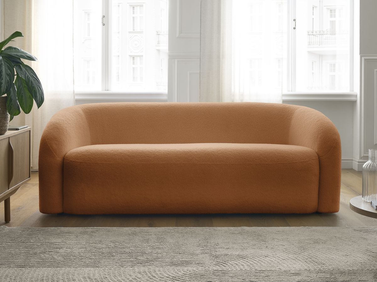 Canapé droit 3 places ELINA bouclette orange — vue 5