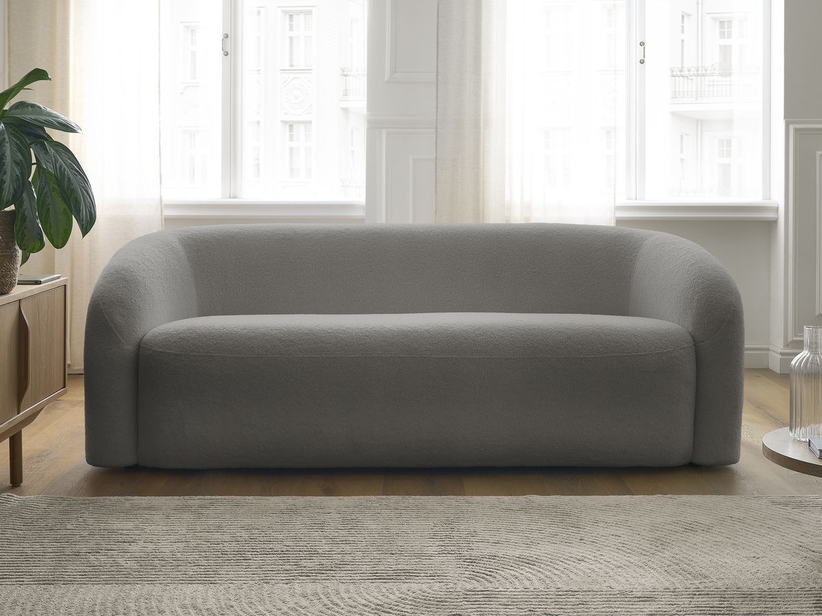 Canapé droit 3 places ELINA bouclette gris foncé — vue 5