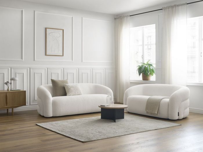 Canapé droit fixe 2 places ELINA tissu bouclette