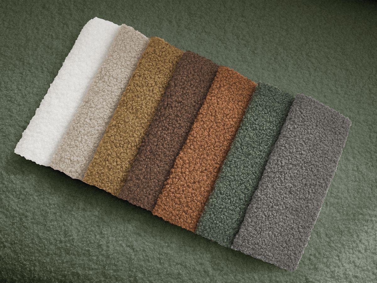 Canapé d'angle fixe EVEREST tissu chiné - Orange - Angle droit - 10 coussins