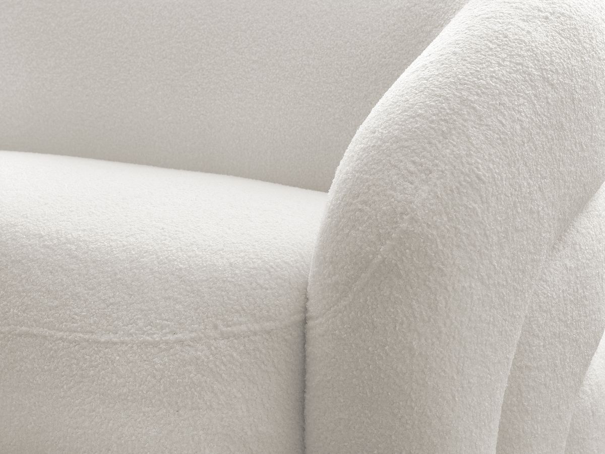 Ensemble canapé droit fixe 3 + 2 places + fauteuil pivotant ELINA tissu bouclette