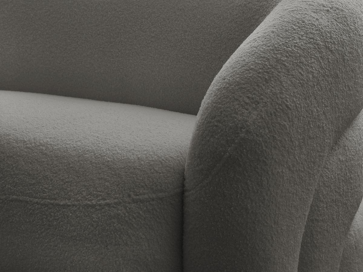 Ensemble canapé droit fixe 3 + 2 places + fauteuil pivotant ELINA tissu bouclette