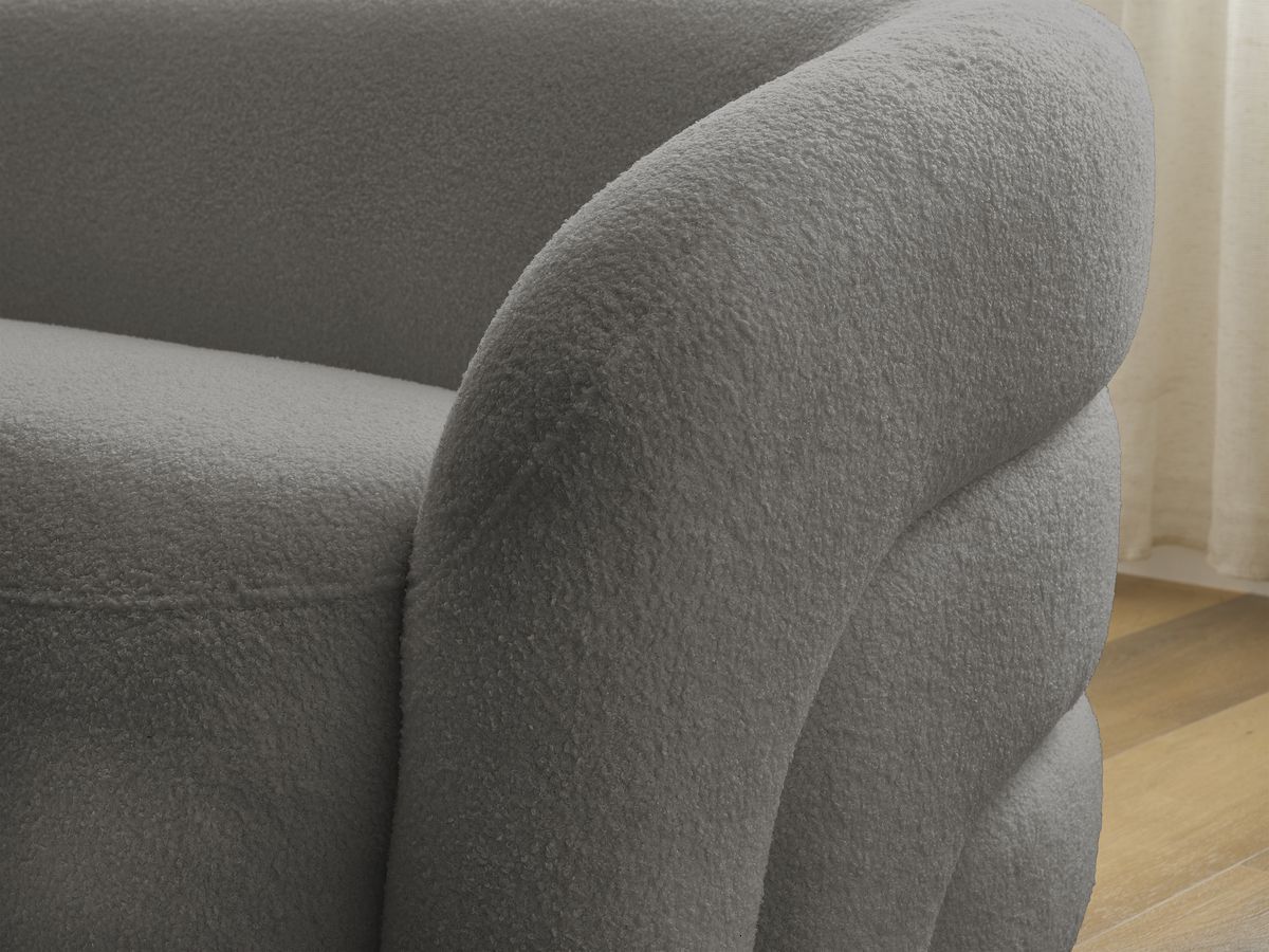 Ensemble canapé droit fixe 3 + 2 places + fauteuil pivotant ELINA tissu bouclette