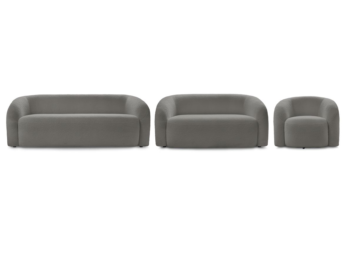 Ensemble canapé droit fixe 3 + 2 places + fauteuil pivotant ELINA tissu bouclette