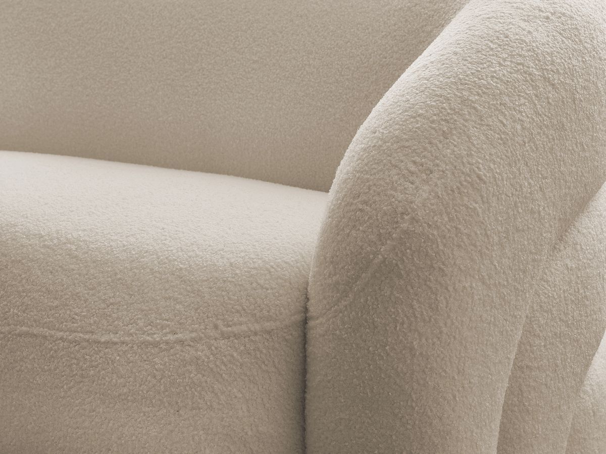 Ensemble canapé droit fixe 3 + 2 places + fauteuil pivotant ELINA tissu bouclette