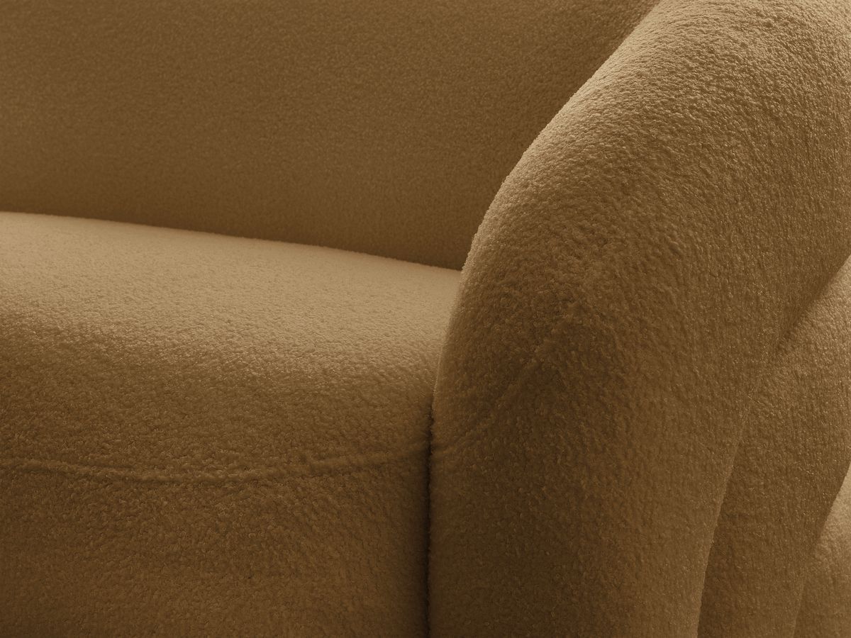 Ensemble canapé droit fixe 3 + 2 places + fauteuil pivotant ELINA tissu bouclette