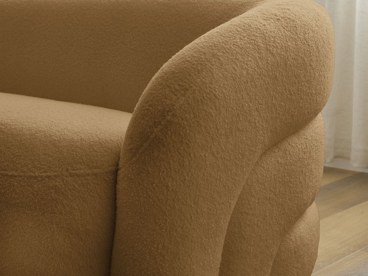 Ensemble canapé droit fixe 3 + 2 places + fauteuil pivotant ELINA tissu bouclette