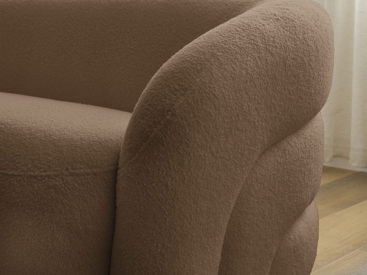 Ensemble canapé droit fixe 3 + 2 places + fauteuil pivotant ELINA tissu bouclette