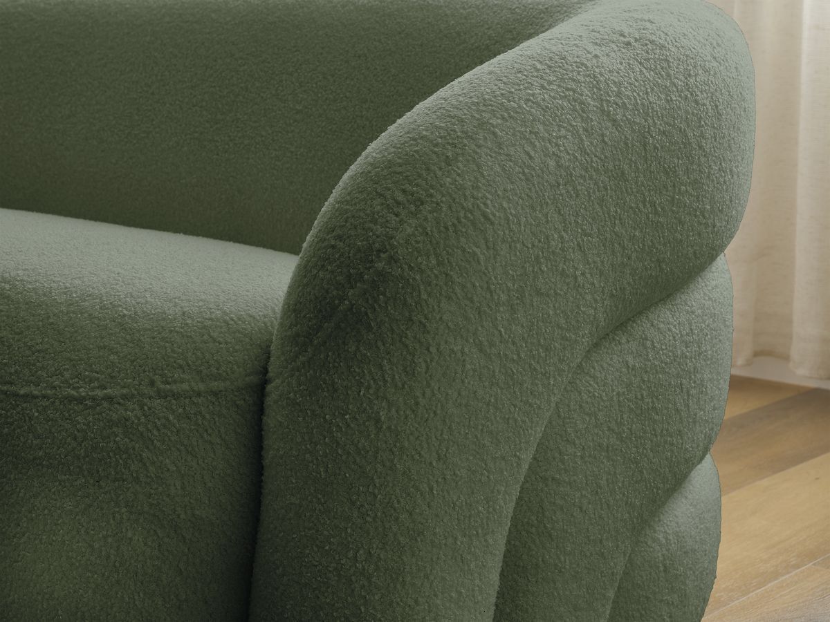 Ensemble canapé droit fixe 3 + 2 places + fauteuil pivotant ELINA tissu bouclette