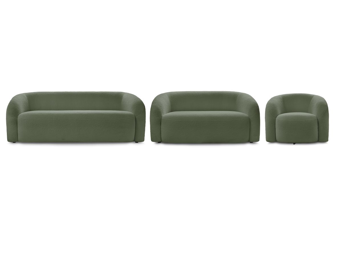Ensemble canapé droit fixe 3 + 2 places + fauteuil pivotant ELINA tissu bouclette