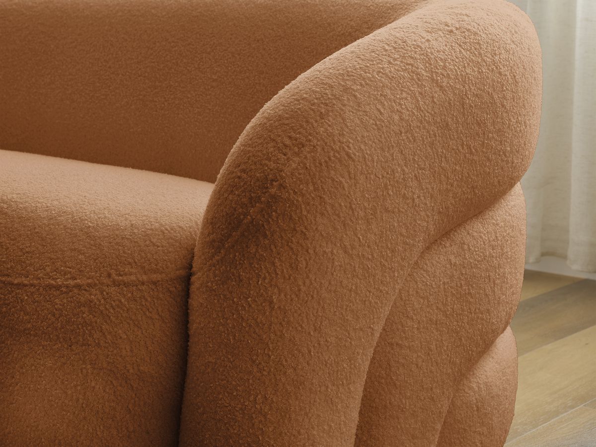 Ensemble canapé droit fixe 3 + 2 places + fauteuil pivotant ELINA tissu bouclette