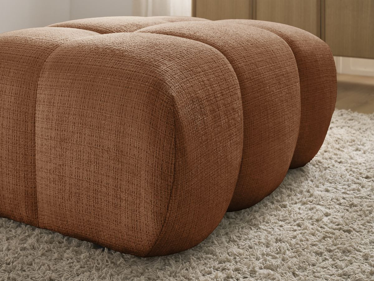 Canapé d'angle fixe EVEREST tissu chiné - Orange - Angle droit - 10 coussins