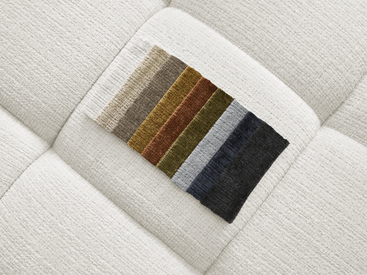 Canapé d'angle fixe EVEREST tissu chiné - Orange - Angle droit - 10 coussins