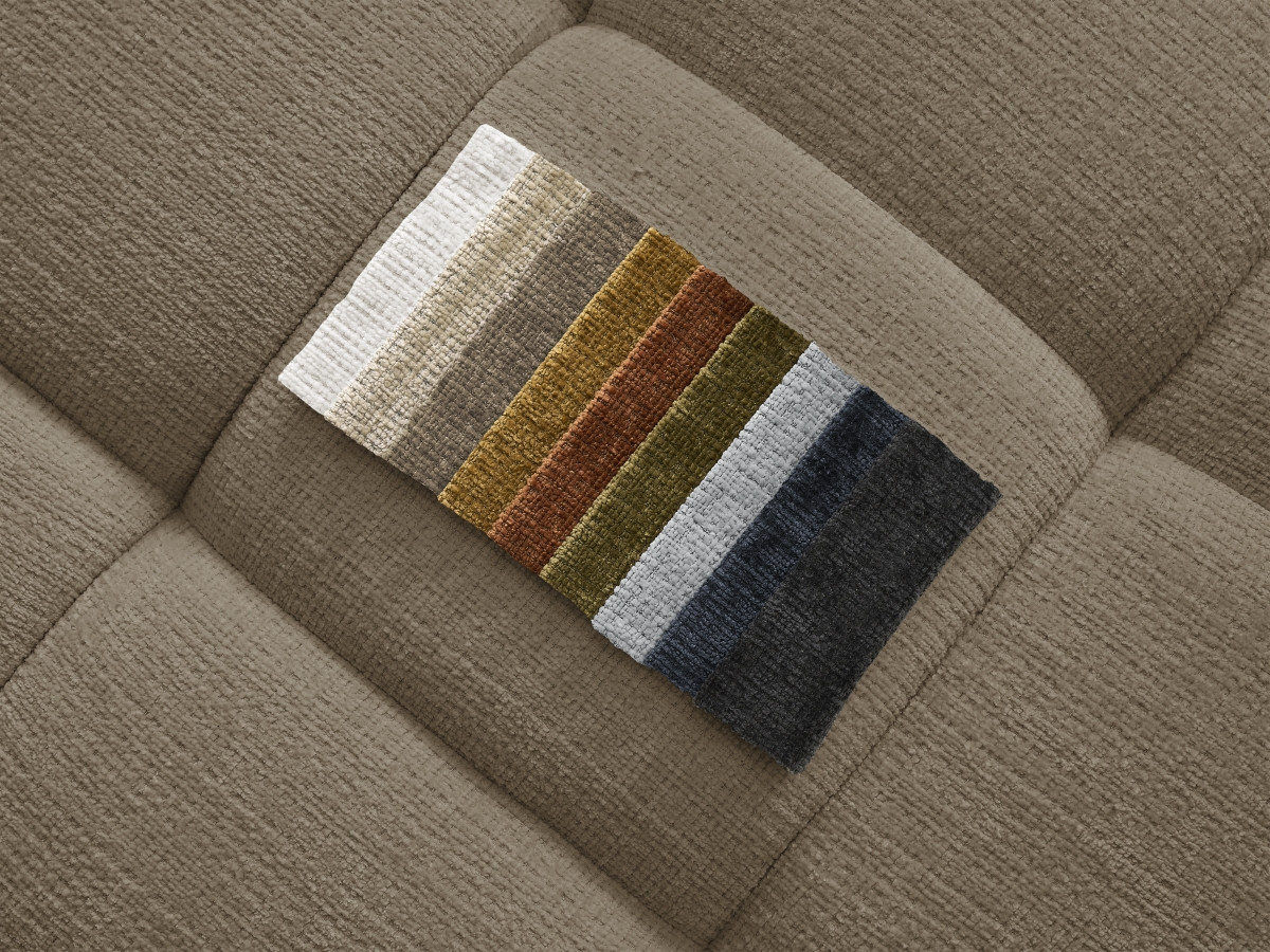 Canapé d'angle fixe EVEREST tissu chiné - Orange - Angle droit - 10 coussins