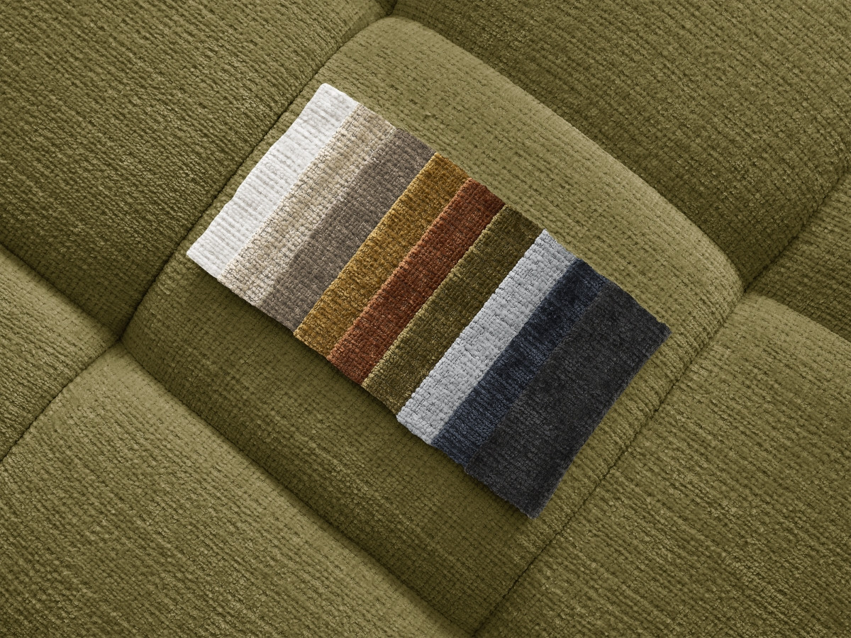 Canapé d'angle fixe EVEREST tissu chiné - Orange - Angle droit - 10 coussins