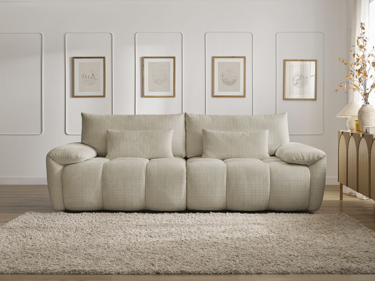 Canapé droit 3 places IVANE texturé beige — vue 5