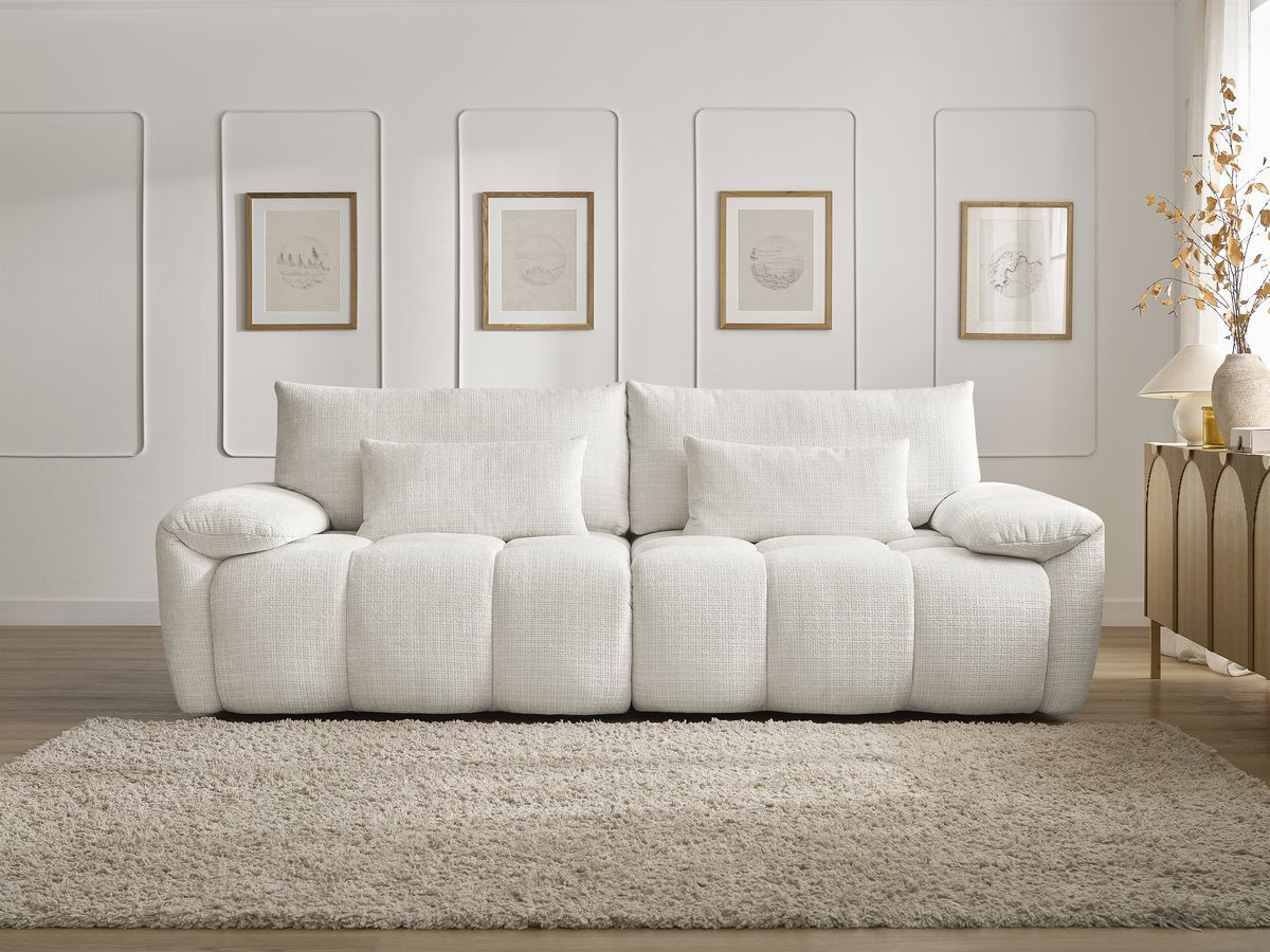 Canapé droit 3 places IVANE texturé blanc — vue 5