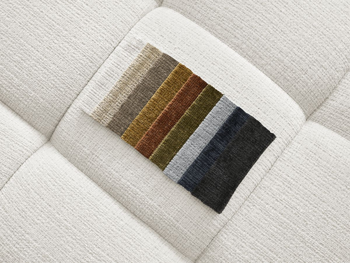 Canapé d'angle fixe EVEREST tissu chiné - Orange - Angle droit - 10 coussins