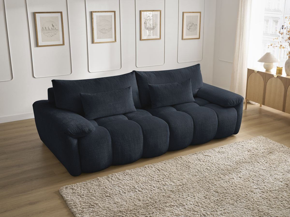 Canapé droit fixe 3 places IVANE tissu texturé
