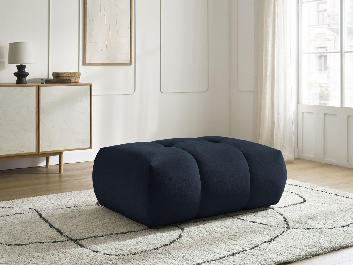 Canapé panoramique convertible FUJI tissu lisse avec pouf