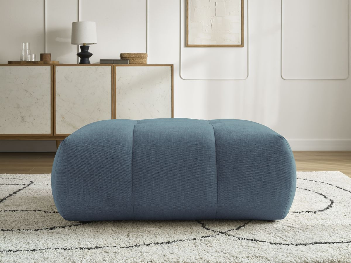 Canapé droit convertible 3 places FUJI  tissu lisse avec pouf
