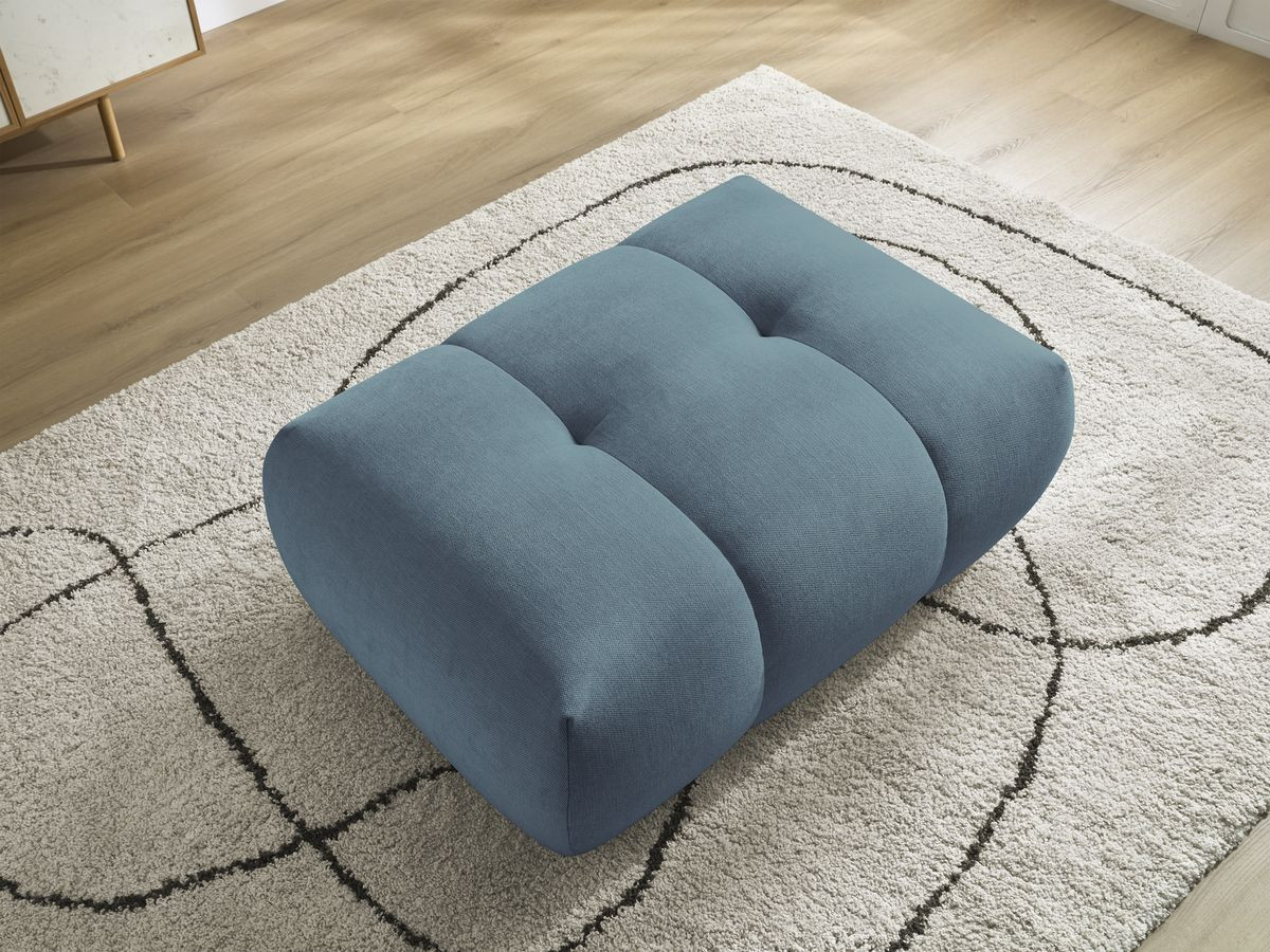 Canapé droit convertible 3 places FUJI  tissu lisse avec pouf