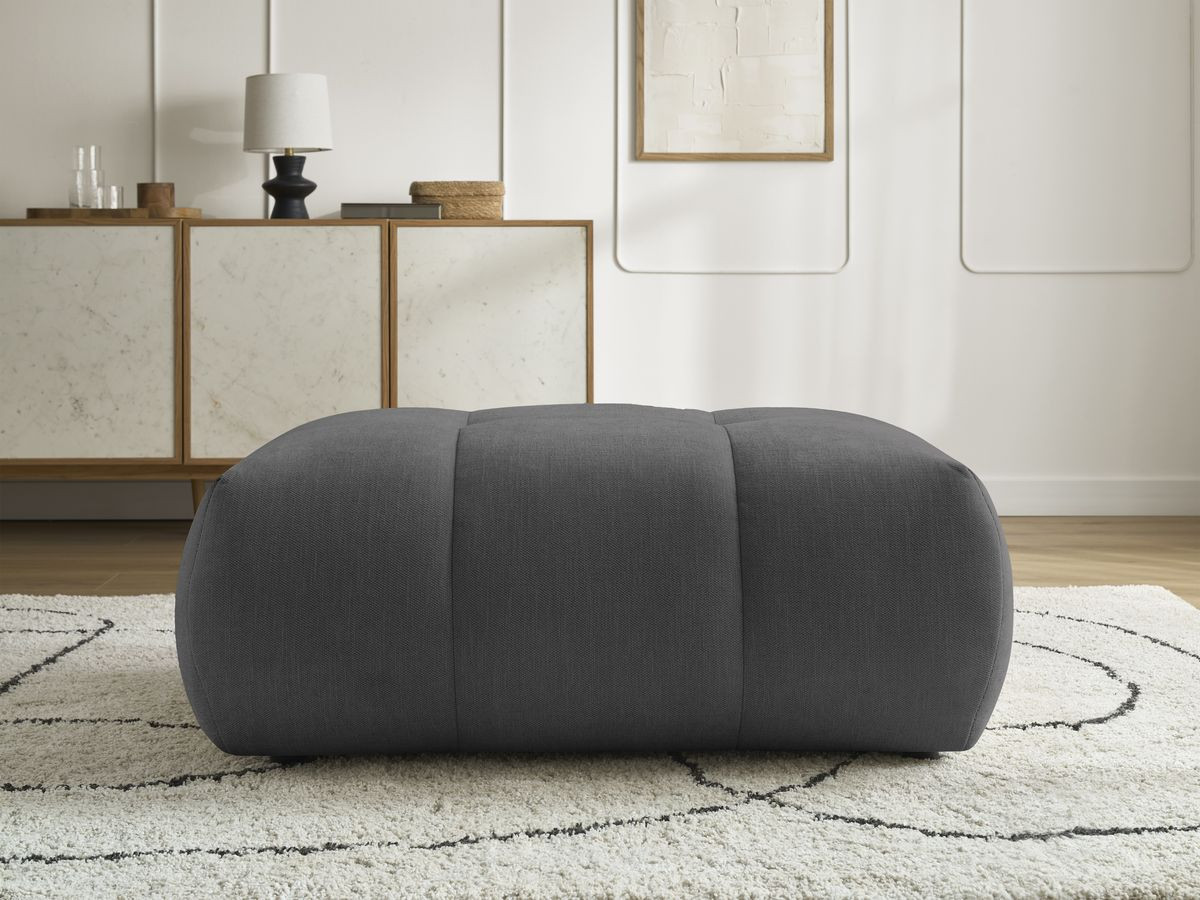 Canapé droit convertible 3 places FUJI  tissu lisse avec pouf