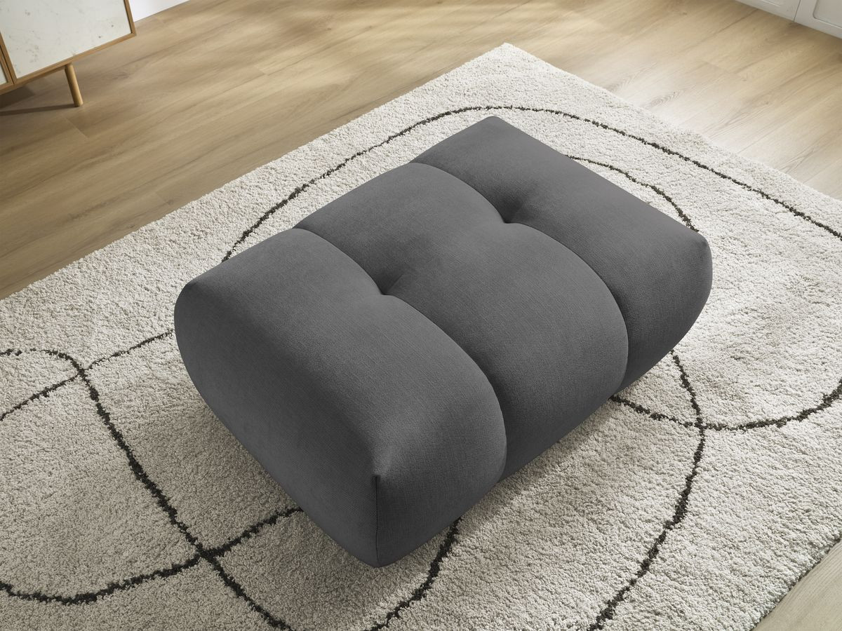 Canapé droit convertible 3 places FUJI  tissu lisse avec pouf