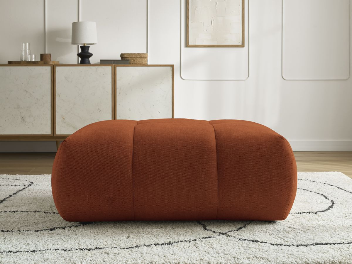 Canapé droit convertible 3 places FUJI tissu lisse avec pouf