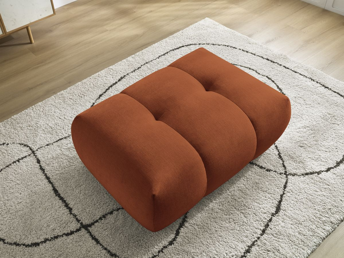 Canapé droit convertible 3 places FUJI tissu lisse avec pouf