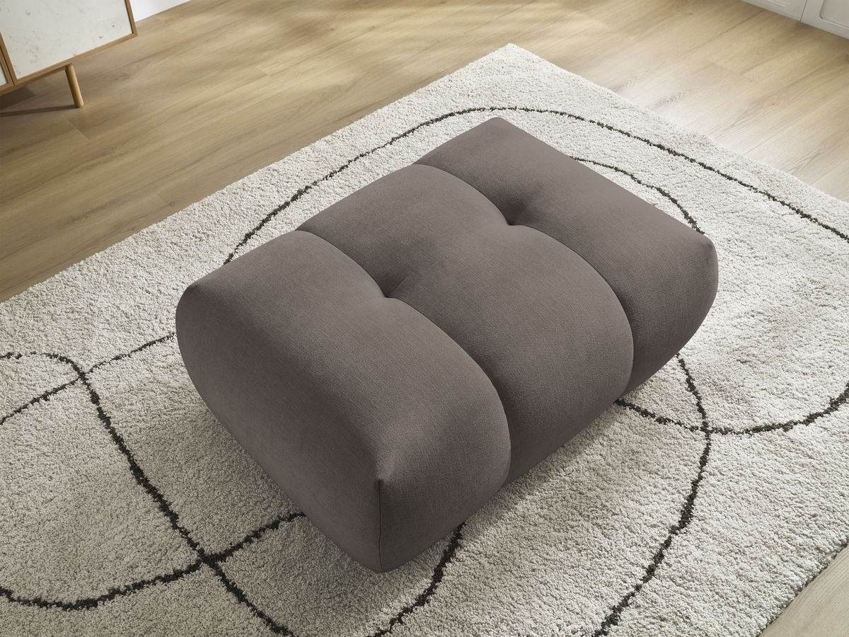 Canapé droit convertible 3 places FUJI  tissu lisse avec pouf