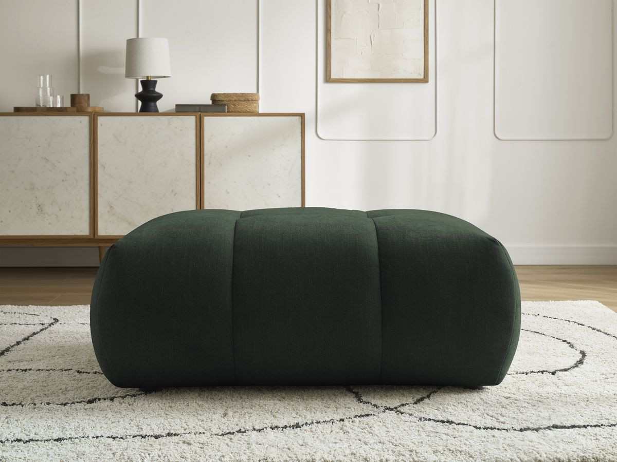 Canapé droit convertible 3 places FUJI  tissu lisse avec pouf