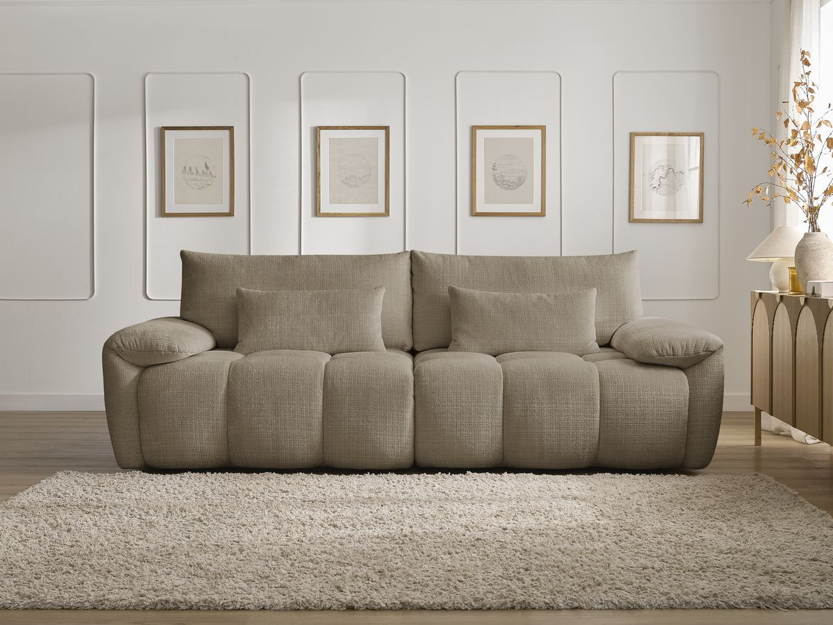 Canapé droit 3 places IVANE texturé taupe — vue 5