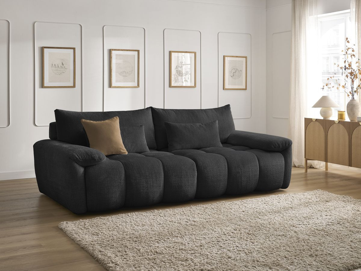 Canapé droit fixe 3 places IVANE tissu texturé