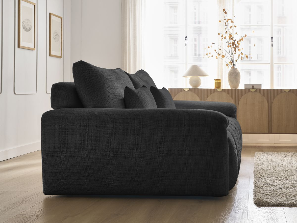 Canapé droit fixe 3 places IVANE tissu texturé
