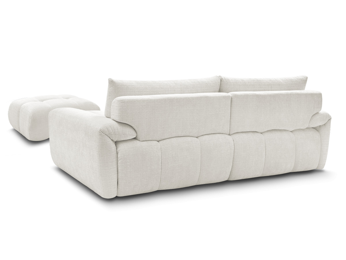 Canapé droit fixe 3 places IVANE tissu texturé avec pouf