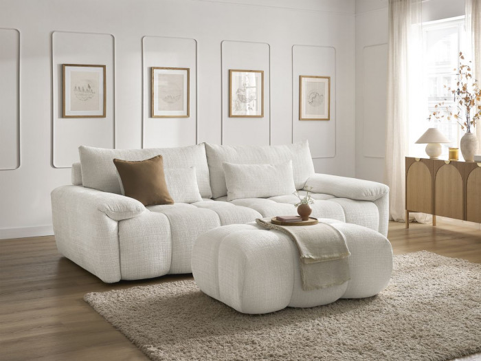 Canapé droit fixe 3 places IVANE tissu texturé