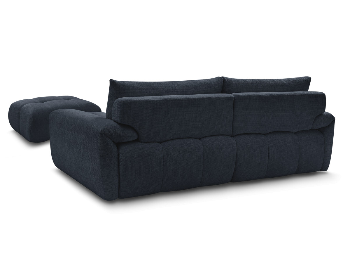 Canapé droit fixe 3 places IVANE tissu texturé avec pouf